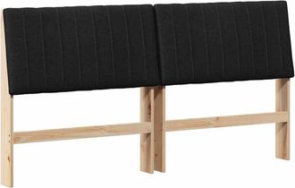 vidaXL Upholstered Headboard Black 200 cm Solid Pine Wood vidaXL