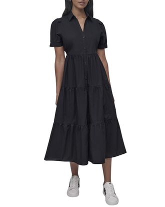 DKNY Dkny Button Front Poplin Tiered Dress