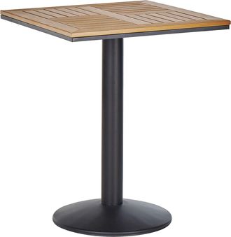 Beliani Mesa De Centro Balc&oacute;n Tablero De Madera Clara 60 X 60 Cm Base De Metal Negro R&uacute;stico Moderno Palmi