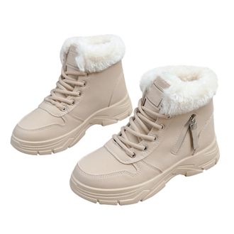 Generic waterproof boots women Winter Boots for Women UK Wide Fit Waterproof Walking Shoes Cozy Faux Fur Anti-Slip Snow Shoes Ladies Warm Fur Lined Combat Boo
