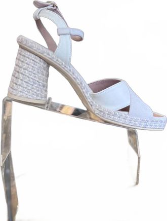 Eric Michael Womens Sophie Espadrille Barrel Heel In White