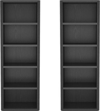 Manhattan Comfort Set Of 2 Rivington Modern Open Bookcases (5-Shelf)