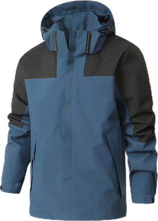 Generic Waterproof Jacket Mens Large Raincoat with Detachable Hood Color Block Hooded Rain Jackets Windproof Showerproof Windbreaker Outdoor Cycling Traveling