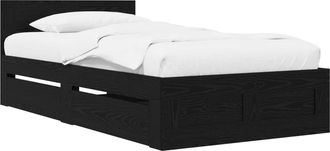 vidaXL Estructura De Cama 2 Uds. Roble Negro Madera De Ingenier&iacute;a Vidaxl