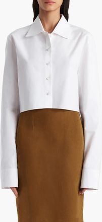 Khaite Jasen Crop Button-Up Shirt in Chalk at Nordstrom, Size X-Large