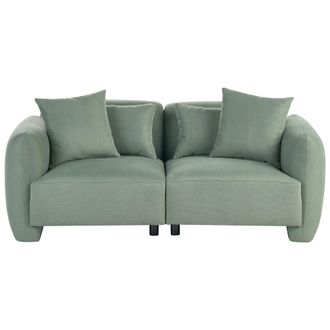 Beliani Sof&aacute; Tapizado Minimalista De Perfil Bajo 3 Plazas Asiento Profundo Verde Claro Eknes