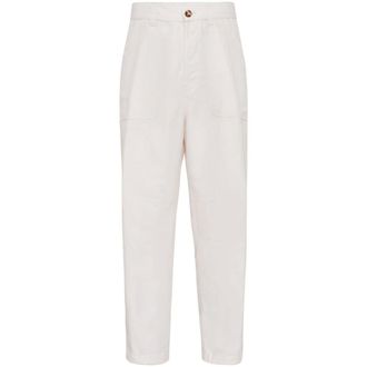 Brunello Cucinelli Brunello Cucinelli, Straight Trousers, male, White, Size: XL Drill Trousers