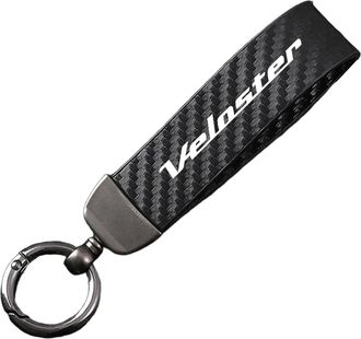 Generic Carbon Fiber Leather Car Keychain for fob Hyundai VELOSTER, Keyring 360&deg;Rotatable Swivel Anti-Lost D-Ring,Black-12.5cm