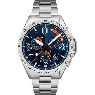 AVI-8 P-51 Mustang Blakeslee Chronograph Bracelet Watch, 43mm in Blue/Silver at Nordstrom
