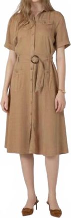 Dex Clothing Belted Utility Midi Dress In Cafe Au Lait