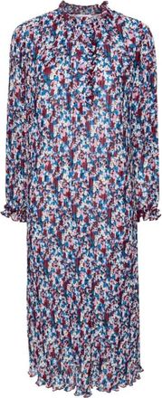 Ganni Geplooide Midi Jurk - Dames - Casual kleedjes - Veelkleurig - S - Polyester - Kleedjes