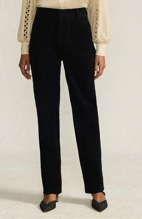 Lands End Corduroy High Rise Rail Straight Leg Pants in Black at Nordstrom, Size 10
