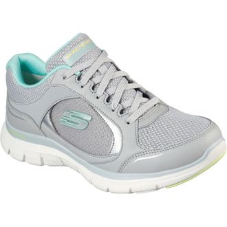 Skechers Flex Appeal 4.0 True Clarity Leren Damessneakers Grijs / Veelkleurig