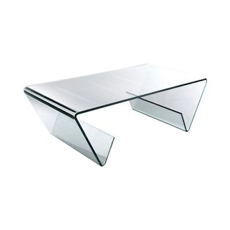 Oresteluchetta Mesa De Centro De Cristal 110x55 Cm Con Compartimento Para Revistas Pyramid