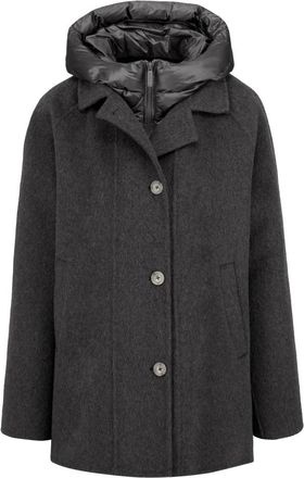 Bomboogie Cappotto bimateriale in lana effetto alpaca - - Coats - Donna - Nero - L