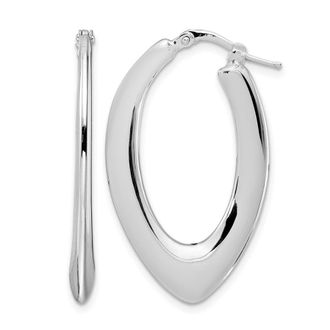 Diamond2Deal Sterling Silver Polished Oval Shape Hoop Earrings