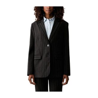 Twinset Pinstripe Sequin Blazer - Dames - Jassen - Bruin - Maat: M Katoen