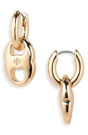 Tory Burch Small Gemini Link Hoop Earrings in Light Brass at Nordstrom