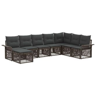 vidaXL Conjunto De Sof&aacute;s De Jard&iacute;n 8 Pcs Gris Rat&aacute;n Sint&eacute;tico Vidaxl