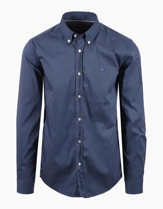 HUGO BOSS Mens Boss Black H ROAN SHIRT OPEN BLUE - Navy - Size: 44