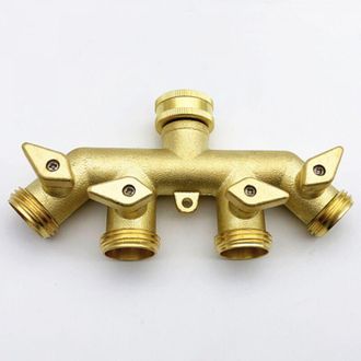 OEM Distribuidor De Manguera (4 V&iacute;as), Adaptador Divisor De Cuatro V&iacute;as De Lat&oacute;n Para Riego, Conector De Grifo De V&aacute;lvula De Bola -crezuo