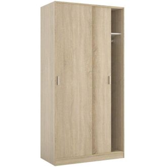 Dmora Guardaroba 2 ante Alt, Armadio per camera da letto, Mobile con ripiano e barra appendiabiti, 100x50h200 cm, Rovere