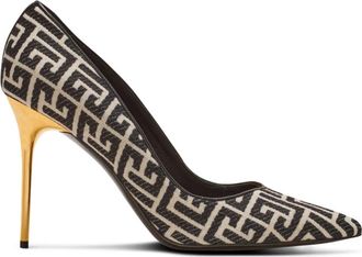 Balmain Ruby Stilettos met Jacquard Monogram - Dames - Pumps - Zwart - 38 EU - Katoen - Schoenen
