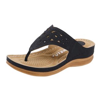 Generic 2026 Flip Flops Women Summers On Hollow Slip Out Slippers Shoes Crystal Womens Slipper (Black, 6.5)