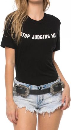 Wildfox stop Judging Me Tee Bodysuit In Clean Black