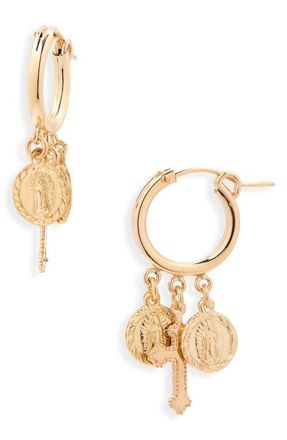 CHILD OF WILD Hail Mary Charm Drop Earrings in Gold at Nordstrom