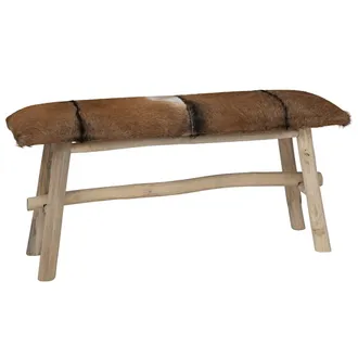 vidaXL Vidaxl Panca In Pelle Di Capra E Teak