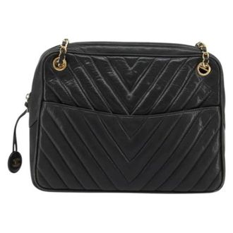 Chanel Pre-owned Vintage Schoudertas - Dames - Pre-owned - Zwart - Maat: ONE Size Leer