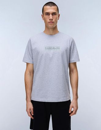 Napapijri Mens Napapijri Box Logo Short Sleeve T-Shirt - Grey - Size: 40