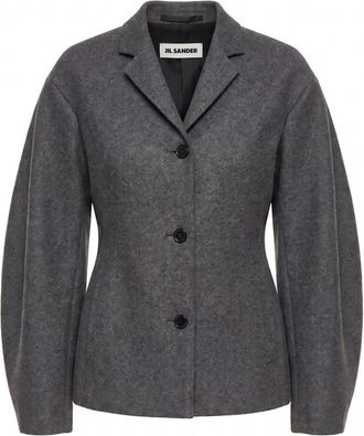 Jil Sander Melange Wol Jas - Dames - Blazers - Grijs - L - Wol - Jassen