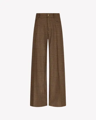 Serena Bute Wool Tweed Straight Leg Trouser - Brown