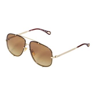 Chlo&eacute; Aviator Zonnebril - Dames - Accessoires - Bruin - Maat: 62 MM