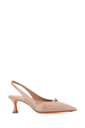 Santoni Womens Antiqued Pink Leather Sabino Pumps Nude Scarpe Con Tacco
