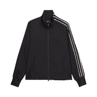 Yohji Yamamoto Training Jackets, female, Black, Size: XS Sport Uniform Raw Cut 3 Stripes Track Top