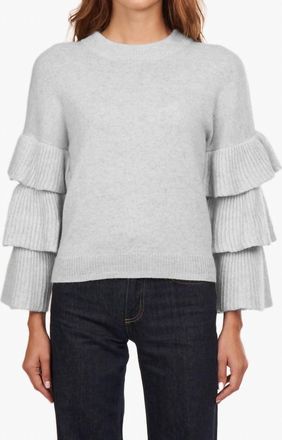 Autumn Cashmere Tiered Ruffle Sleeve Crew Top In Sweatshirt