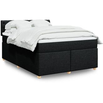 vidaXL Cama Box Spring Con Colch&oacute;n Tela Negro 140x190 Cm Vidaxl