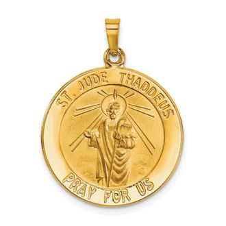 Diamond2Deal 14k Yellow Gold Saint Jude Medal Hollow Pendant