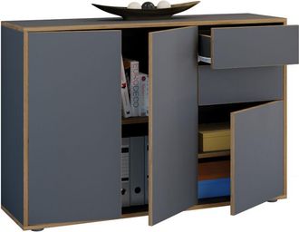 VCM Caja De Cajones De Madera Sideboard Con Puertas Giratorias Y Cajones Muebles De Oficina Dimensiones Aprox. Al. 74 X An. 110 X T. 32cm - Salia (antraci