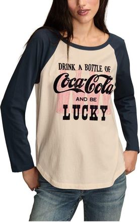 Lucky Brand Coca-Cola Colorblock Long Sleeve Cotton Graphic T-Shirt in Blue Nights at Nordstrom, Size Xx-Large
