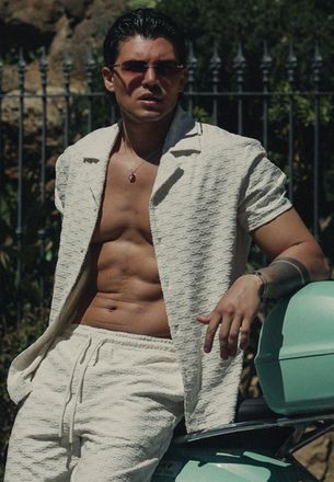 Siksilk Camisa para Hombres Ecru de Toalla XXL