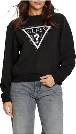 Guess Hoodies & sweatvesten, Dames, Zwart, XS, Pailletten, Sweatshirt met paillettenlogo voor dames