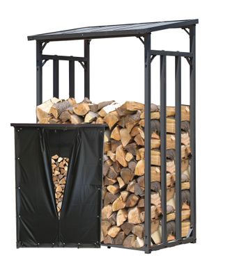 Quick-Star Quick-star - Metall Kaminholzregal Anthrazit 130 X 70 X 185 Cm Garten Kaminholzunterstand 1,6 M&sup3; Stapelhilfe Aussen Mit Wetterschutz Schwarz