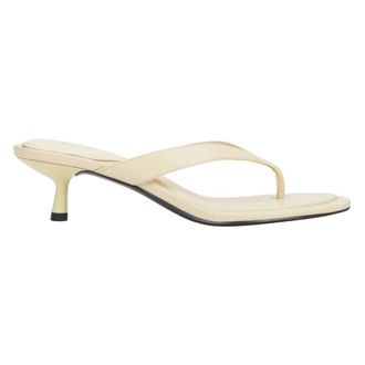 Estro & Luminara Thong Mules with Kitten Heel - female - Estro - Heeled Mules - Yellow - 3 UK - Shoes