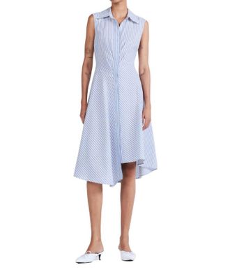 Derek Lam Smith Sleeveless Shirt Dress In Blue/white