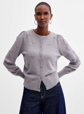 b.young Womens Openwork hearts Cardigan Sweater