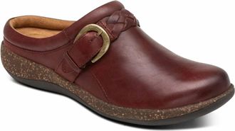 Aetrex Womens Libby Leather Comfort Clog In Burgundy